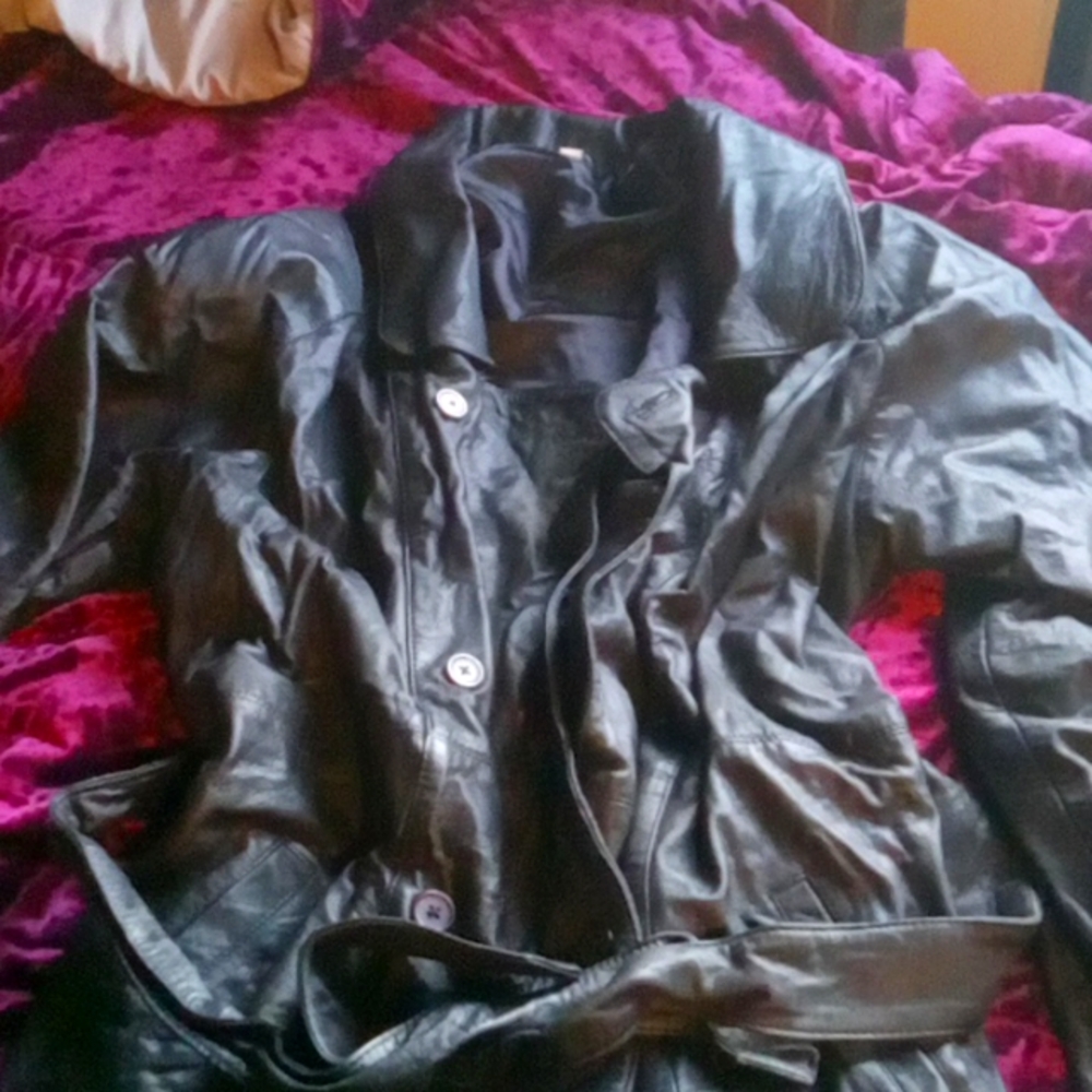 Real leather extra large two outside pockets